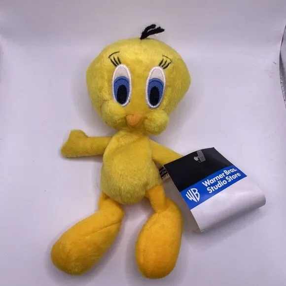 Vintage 1997 Warner Bros Studio Store TWEETY BIRD Bean Bag Plush With Tags 8" - Picture 1 of 9